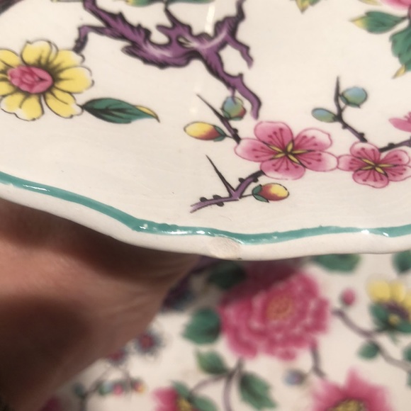 Old Foley 2 tier cake stand Bird and flower pattern/ James Kent - Picture 9 of 10